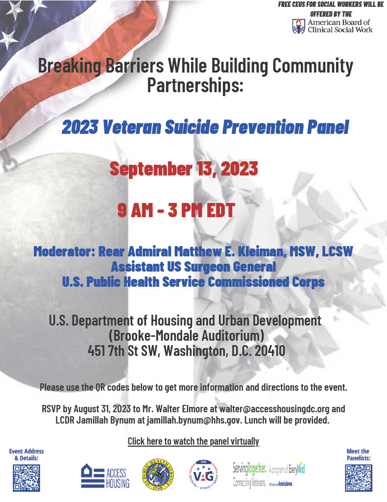 Annual Conference 2024   2023 Veteran Suicide Prevention Panel Flyer 7.26.231024 1 